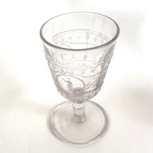 Antique EAPG Cameo Wine Goblet‎ Greek Roman Figural Pressed Glass